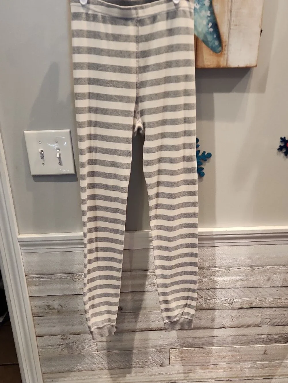 Hanna Andersson Gray & White Striped Kids Pajama Set Sz 14